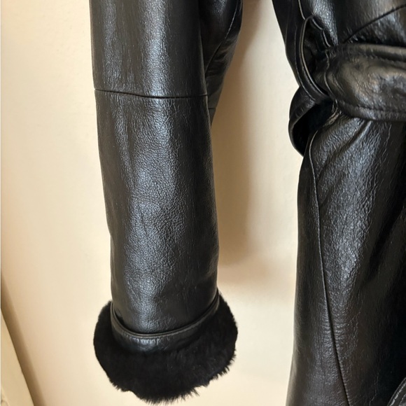 Wilson Black Leather Jacket with Fur Trim - Picture 3 of 7